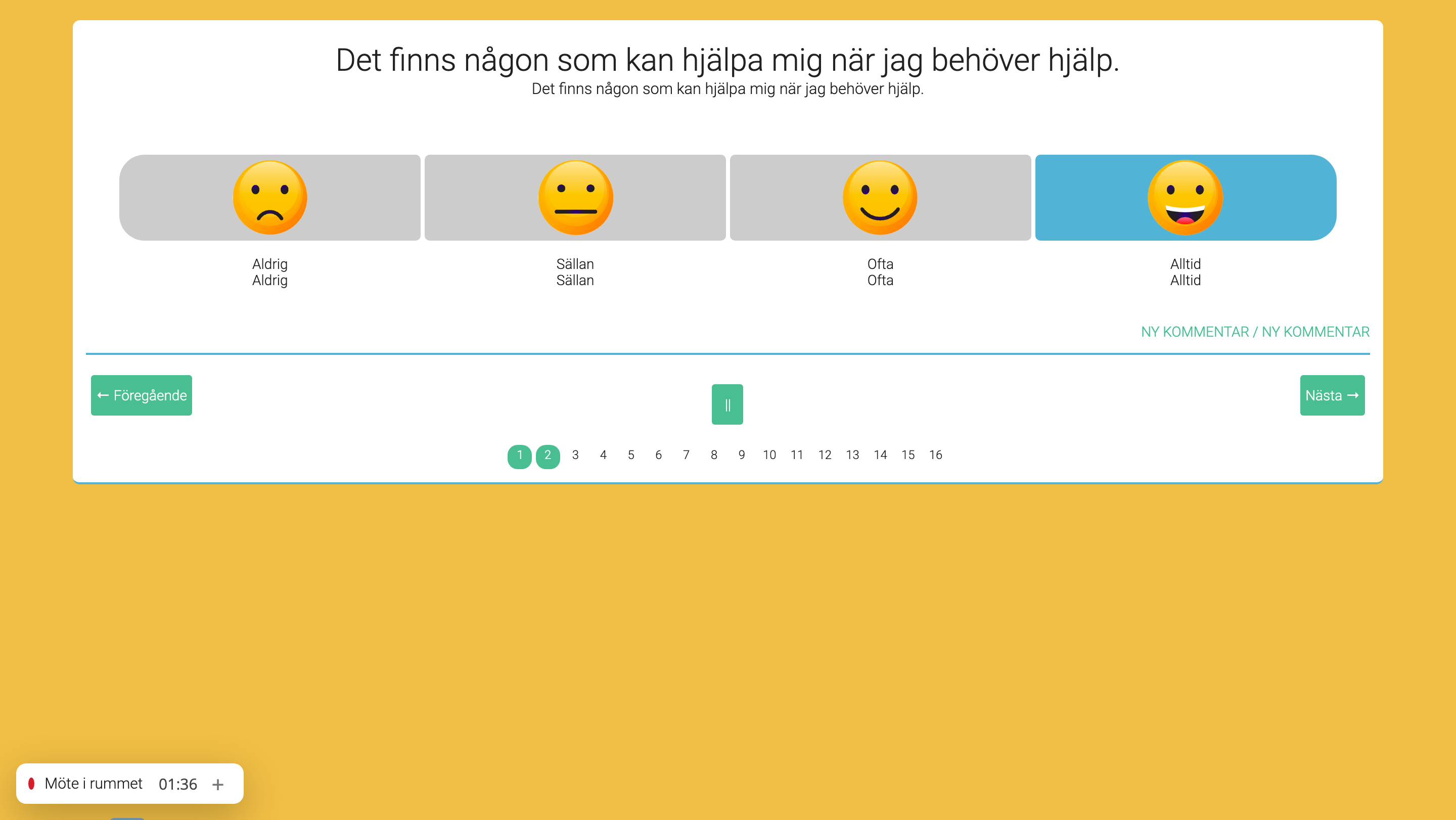 Ett barn svarar på en KASAM-skattning med AI-stöd i Digitala Samtal